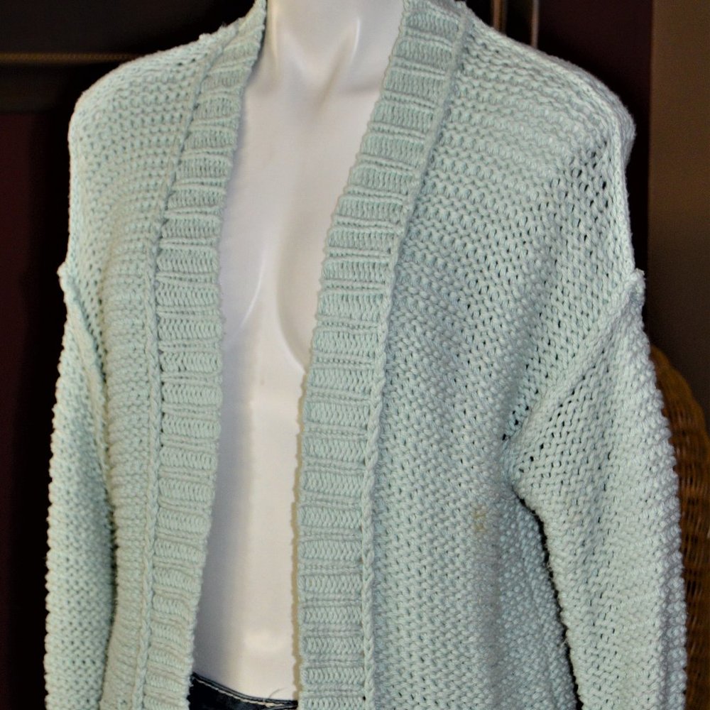 MOTH WOMEN'S XS CARDIGAN SWEATER OPEN AQUA ANTHROPOLOGIE